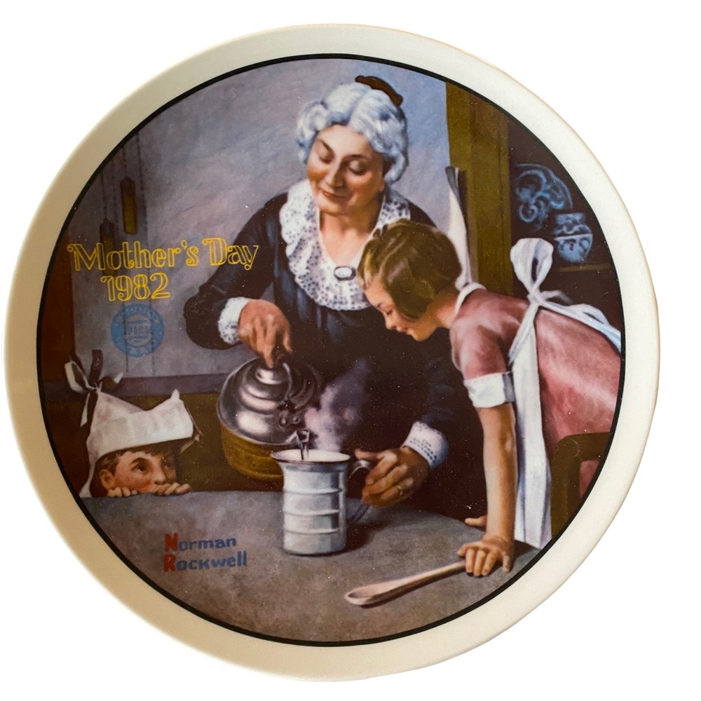 Edwin M Knowles China Co The Cooking Lesson by Norman Rockwell Plate Collectors